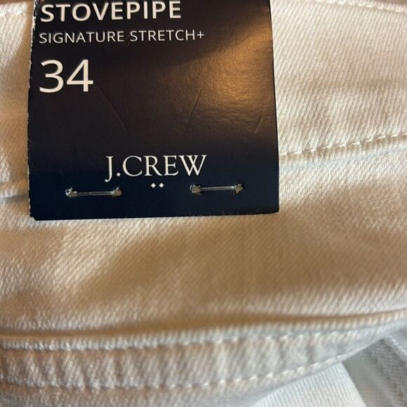 NEW J. CREW Stovepipe White Jeans 34 signature stretch - Picture 6 of 6